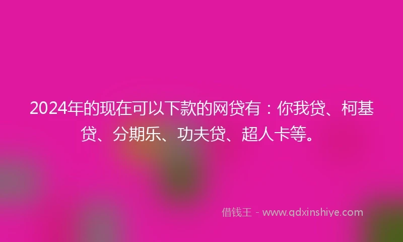 2024年的现在可以下款的网贷有：你我贷、柯基贷、分期乐、功夫贷、超人卡等。