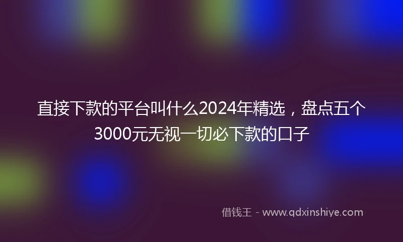 直接下款的平台叫什么2024年精选，盘点五个3000元无视一切必下款的口子