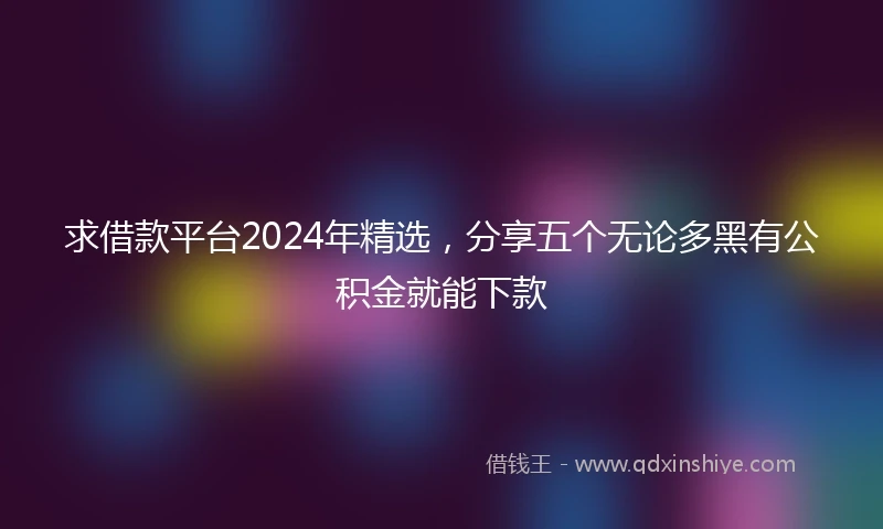 求借款平台2024年精选，分享五个无论多黑有公积金就能下款