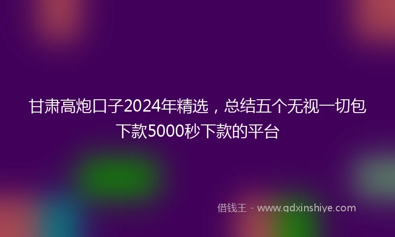 甘肃高炮口子2024年精选，总结五个无视一切包下款5000秒下款的平台