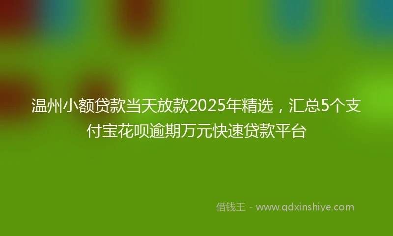 温州小额贷款当天放款2025年精选，汇总5个支付宝花呗逾期万元快速贷款平台
