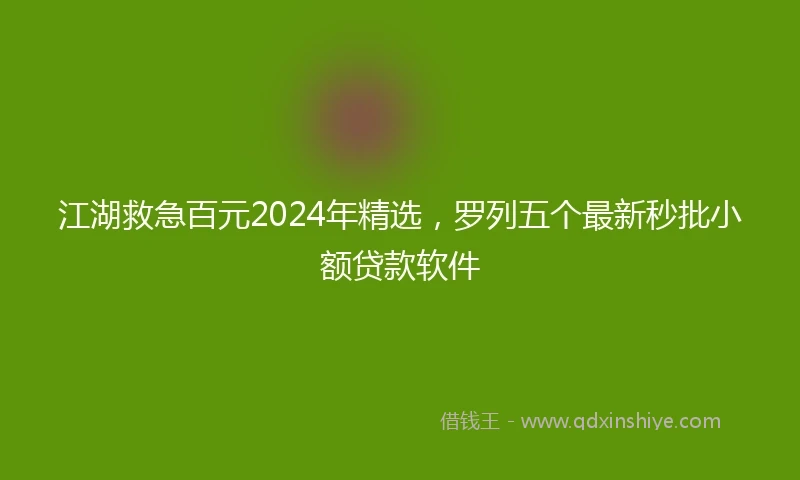 江湖救急百元2024年精选，罗列五个最新秒批小额贷款软件