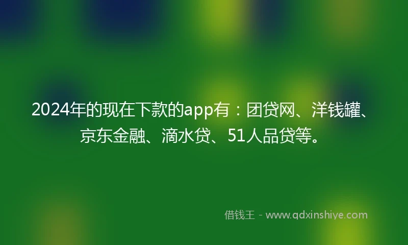 2024年的现在下款的app有：团贷网、洋钱罐、京东金融、滴水贷、51人品贷等。