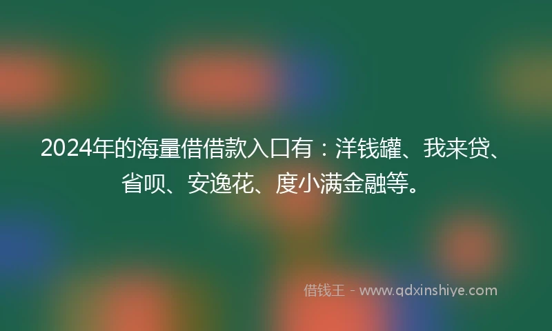 2024年的海量借借款入口有：洋钱罐、我来贷、省呗、安逸花、度小满金融等。