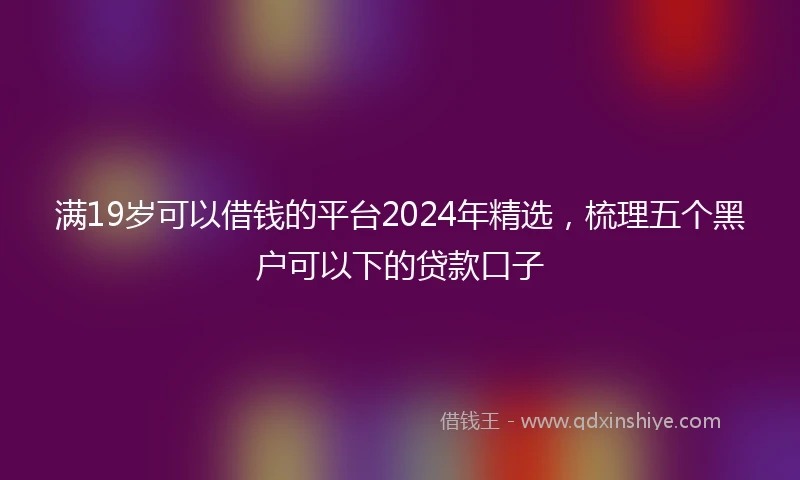 满19岁可以借钱的平台2024年精选,梳理五个黑户可以下的贷款口子