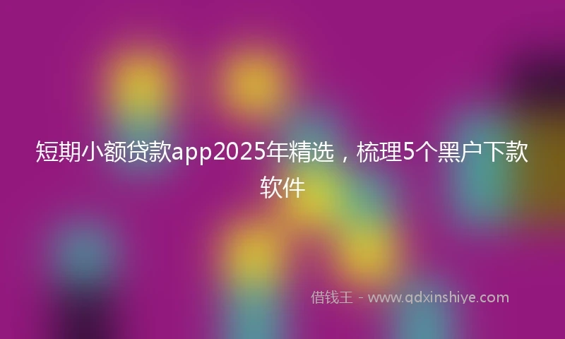 短期小额贷款app2025年精选，梳理5个黑户下款软件
