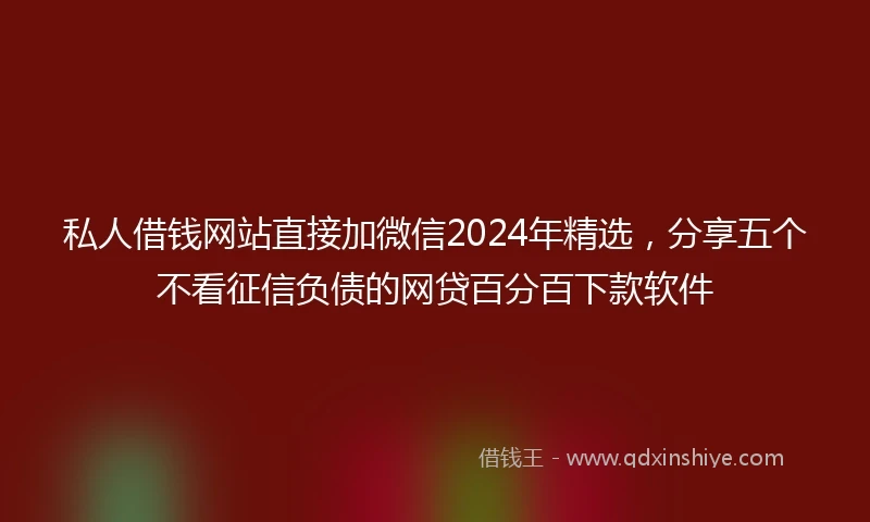 私人借钱网站直接加微信2024年精选，分享五个不看征信负债的网贷百分百下款软件