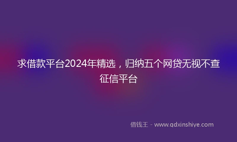 求借款平台2024年精选，归纳五个网贷无视不查征信平台