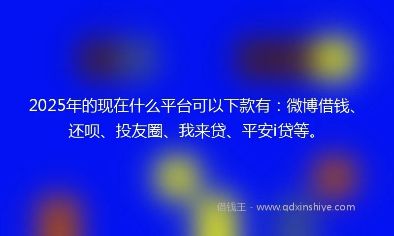2025年的现在什么平台可以下款有：微博借钱、还呗、投友圈、我来贷、平安i贷等。
