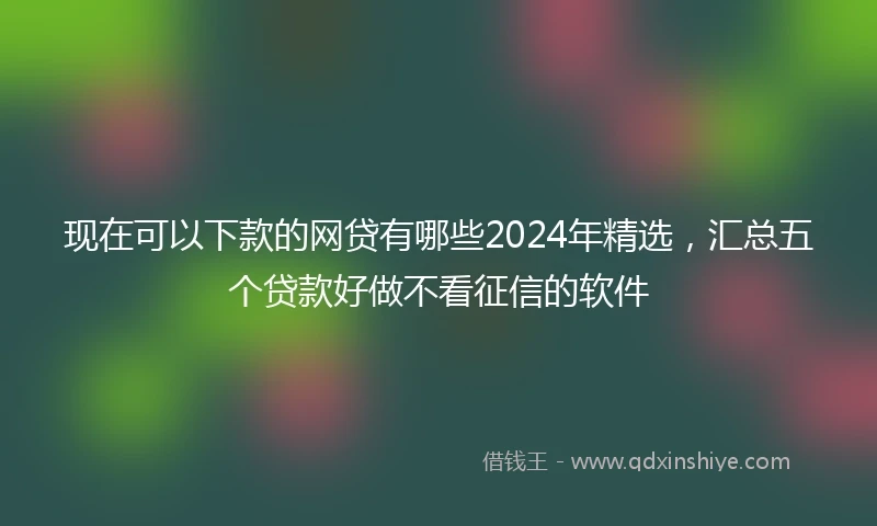 现在可以下款的网贷有哪些2024年精选,汇总五个贷款好做不看征信的软件