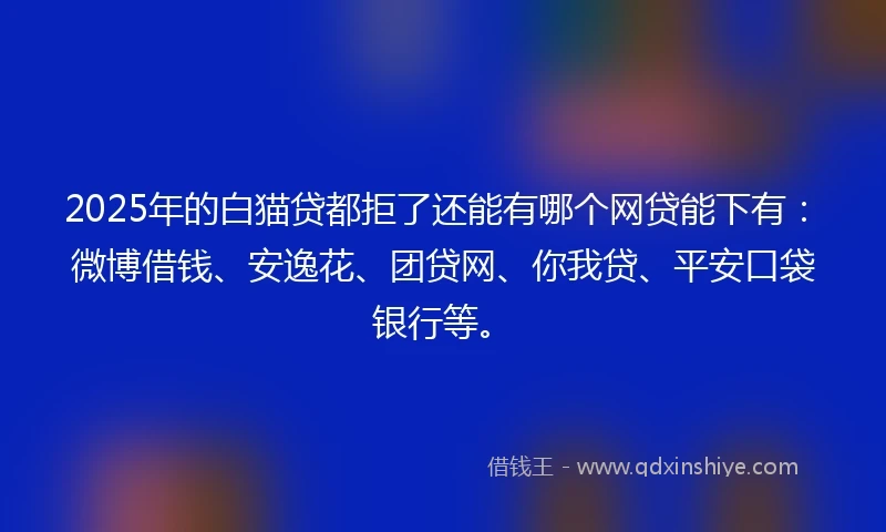 2025年的白猫贷都拒了还能有哪个网贷能下有：微博借钱、安逸花、团贷网、你我贷、平安口袋银行等。