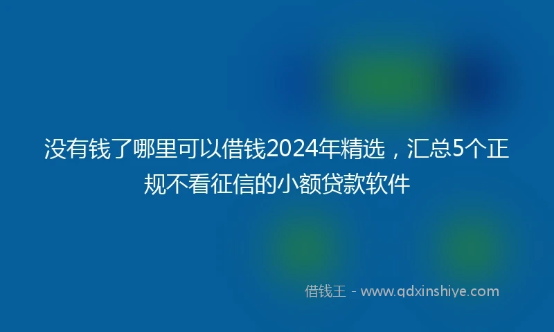 没有钱了哪里可以借钱2024年精选，汇总5个正规不看征信的小额贷款软件