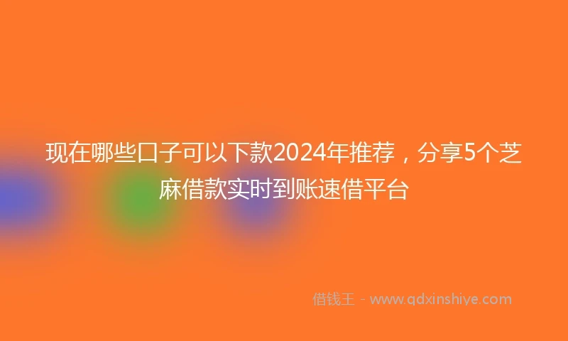 现在哪些口子可以下款2024年推荐，分享5个芝麻借款实时到账速借平台