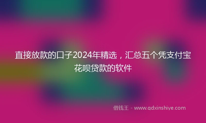 直接放款的口子2024年精选，汇总五个凭支付宝花呗贷款的软件