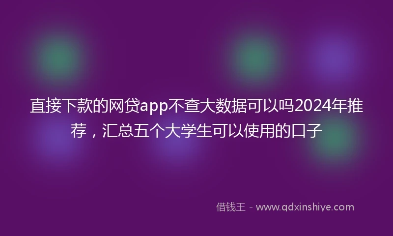直接下款的网贷app不查大数据可以吗2024年推荐，汇总五个大学生可以使用的口子