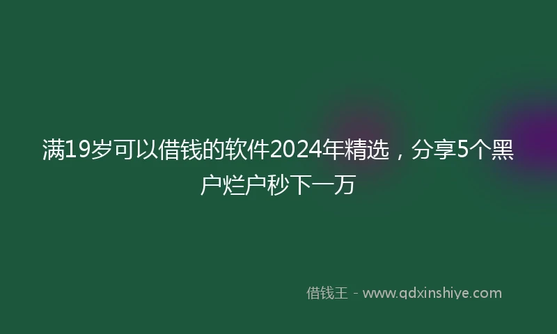 满19岁可以借钱的软件2024年精选，分享5个黑户烂户秒下一万