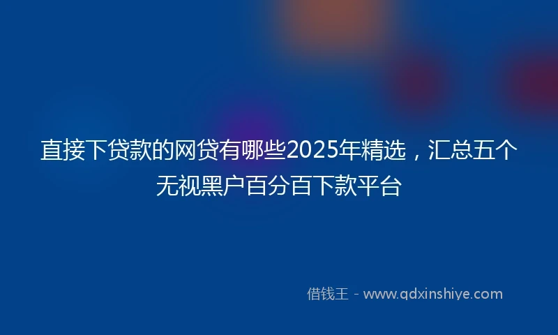 直接下贷款的网贷有哪些2025年精选，汇总五个无视黑户百分百下款平台
