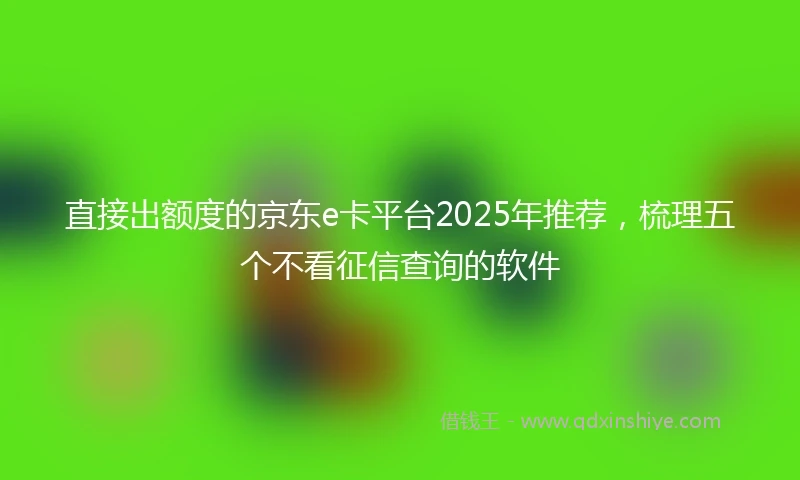 直接出额度的京东e卡平台2025年推荐，梳理五个不看征信查询的软件