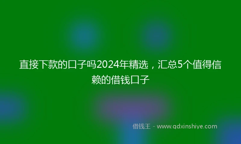 直接下款的口子吗2024年精选，汇总5个值得信赖的借钱口子