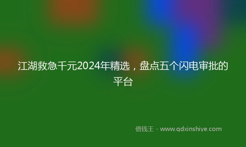 江湖救急千元2024年精选，盘点五个闪电审批的平台
