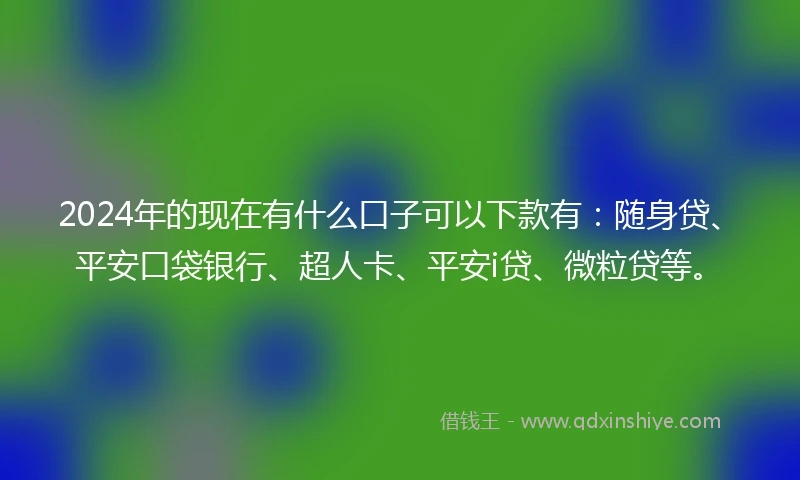 2024年的现在有什么口子可以下款有：随身贷、平安口袋银行、超人卡、平安i贷、微粒贷等。