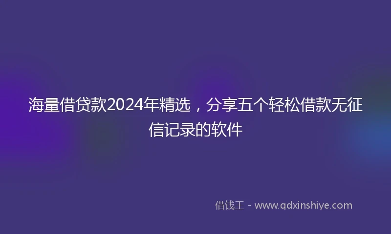 海量借贷款2024年精选，分享五个轻松借款无征信记录的软件