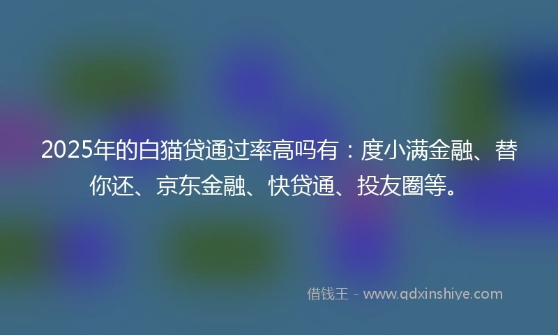 2025年的白猫贷通过率高吗有：度小满金融、替你还、京东金融、快贷通、投友圈等。