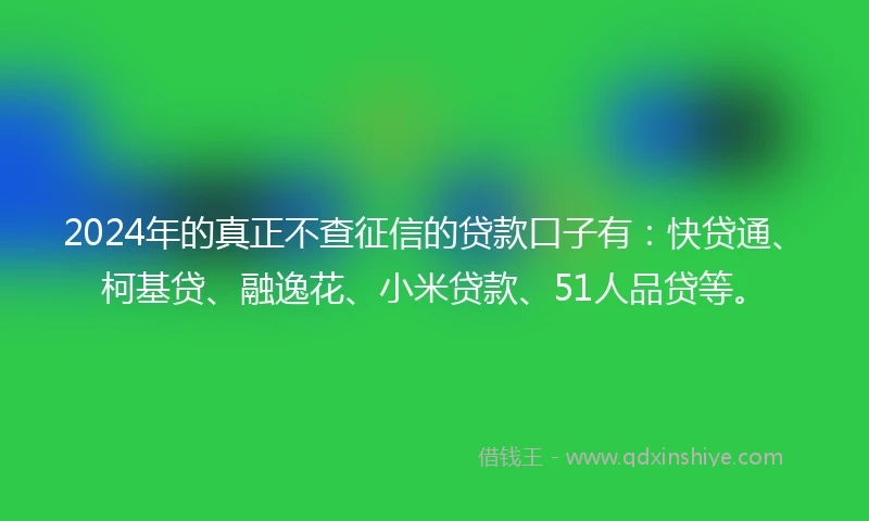 2024年的真正不查征信的贷款口子有：快贷通、柯基贷、融逸花、小米贷款、51人品贷等。