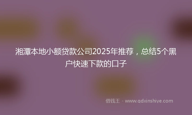 湘潭本地小额贷款公司2025年推荐，总结5个黑户快速下款的口子