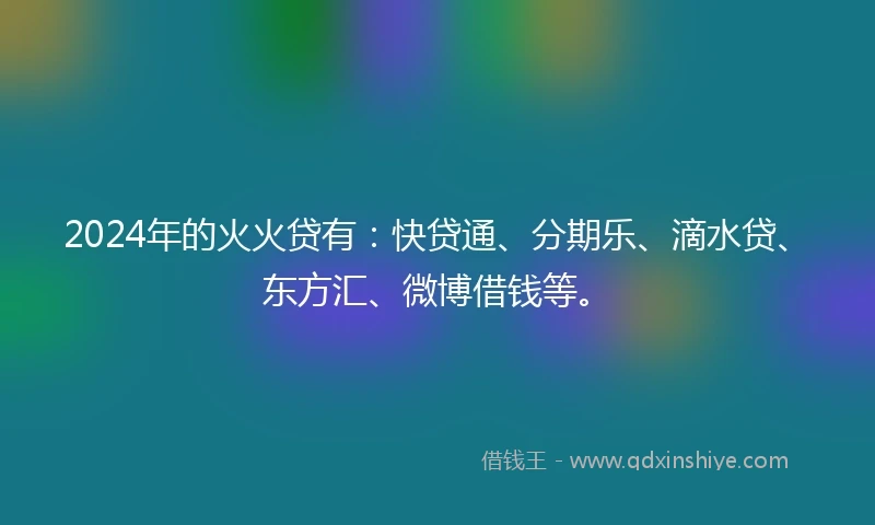 2024年的火火贷有：快贷通、分期乐、滴水贷、东方汇、微博借钱等。