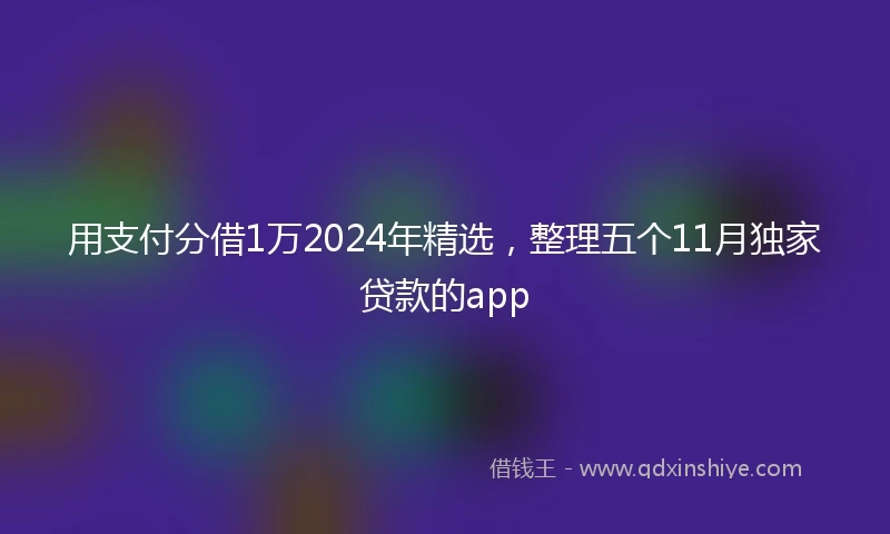 用支付分借1万2024年精选，整理五个11月独家贷款的app