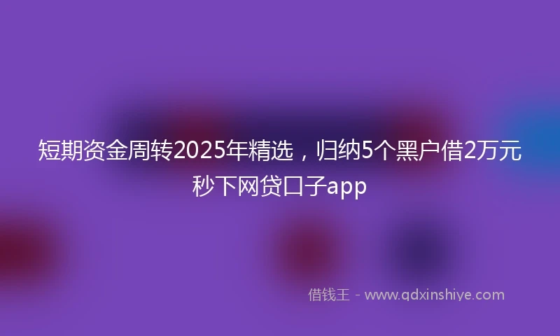 短期资金周转2025年精选，归纳5个黑户借2万元秒下网贷口子app