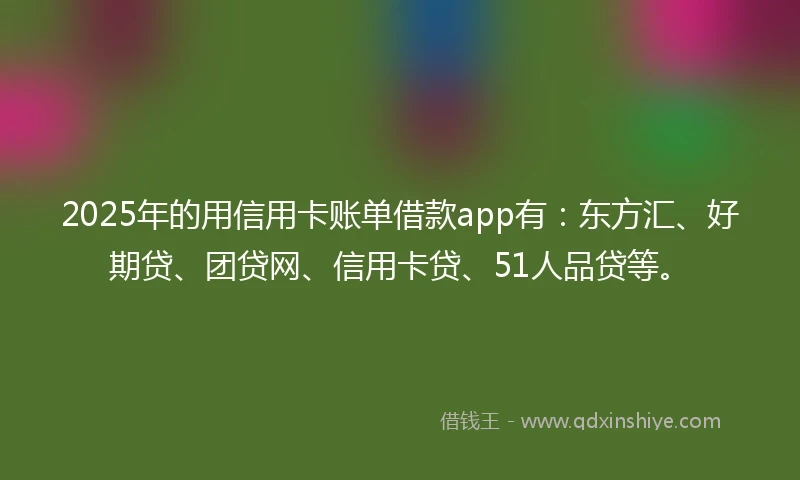 2025年的用信用卡账单借款app有：东方汇、好期贷、团贷网、信用卡贷、51人品贷等。