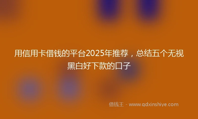 用信用卡借钱的平台2025年推荐，总结五个无视黑白好下款的口子
