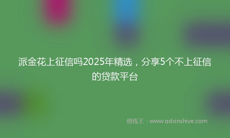 派金花上征信吗2025年精选，分享5个不上征信的贷款平台