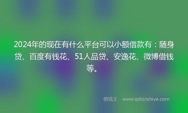 2024年的现在有什么平台可以小额借款有：随身贷、百度有钱花、51人品贷、安逸花、微博借钱等。