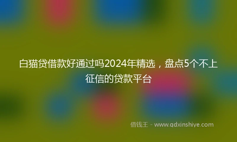 白猫贷借款好通过吗2024年精选，盘点5个不上征信的贷款平台