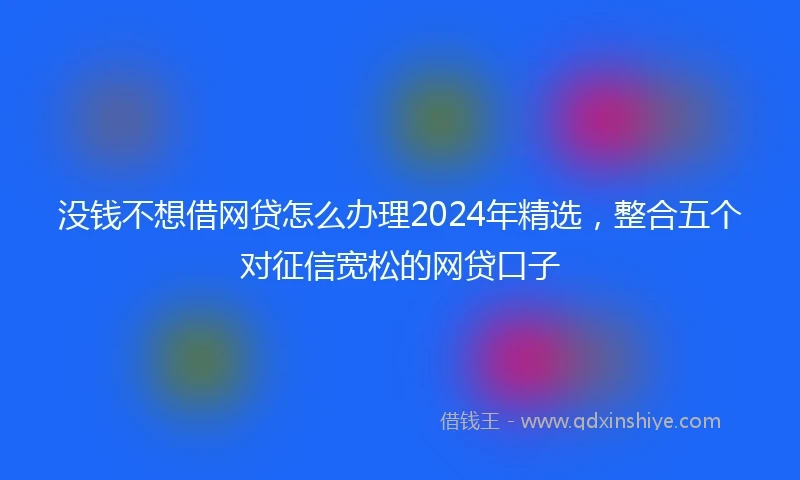 没钱不想借网贷怎么办理2024年精选，整合五个对征信宽松的网贷口子