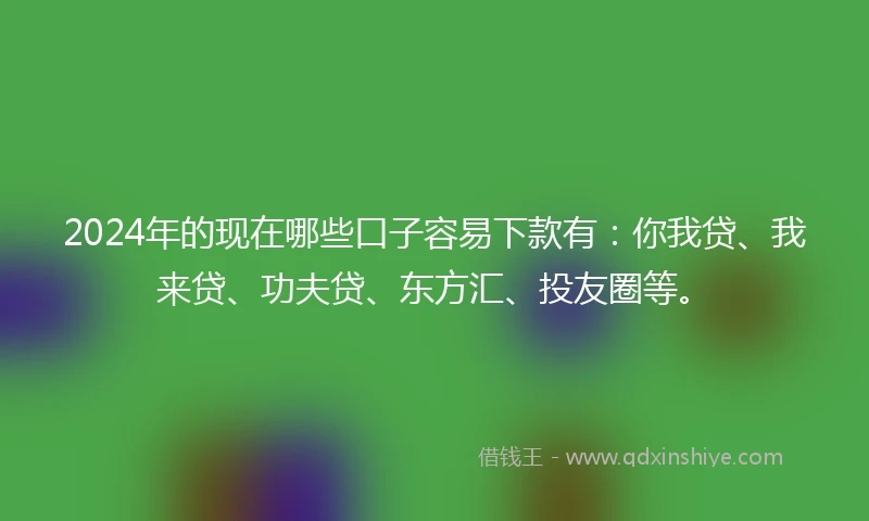 2024年的现在哪些口子容易下款有：你我贷、我来贷、功夫贷、东方汇、投友圈等。