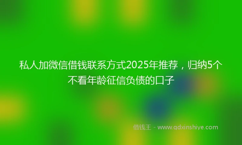 私人加微信借钱联系方式2025年推荐，归纳5个不看年龄征信负债的口子