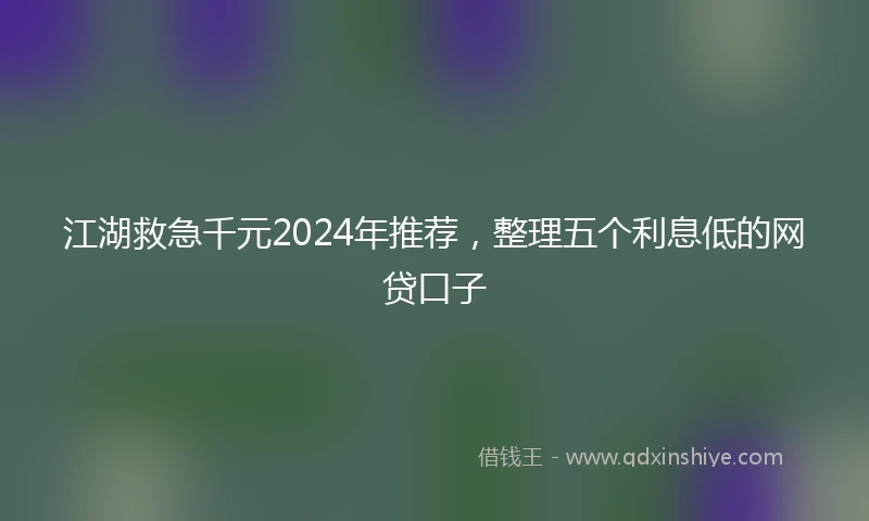 江湖救急千元2024年推荐，整理五个利息低的网贷口子