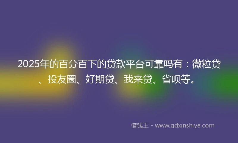 2025年的百分百下的贷款平台可靠吗有：微粒贷、投友圈、好期贷、我来贷、省呗等。
