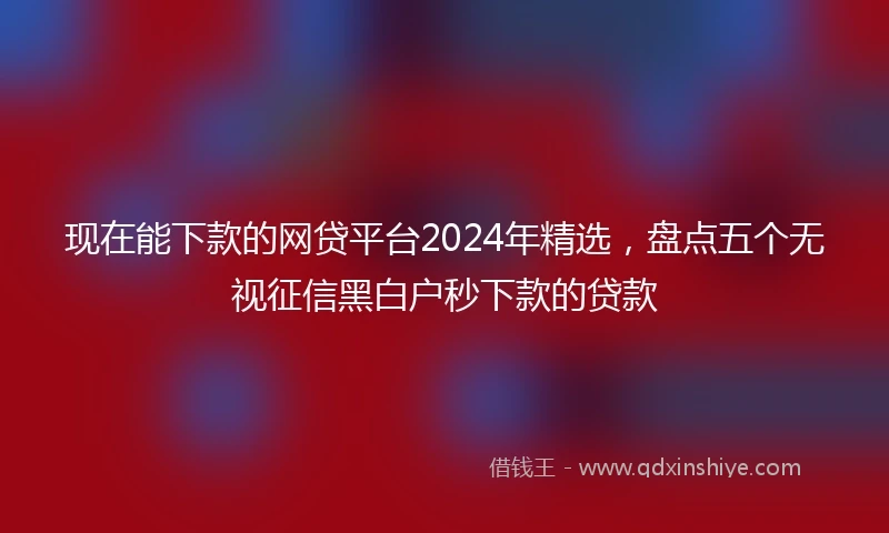 现在能下款的网贷平台2024年精选，盘点五个无视征信黑白户秒下款的贷款
