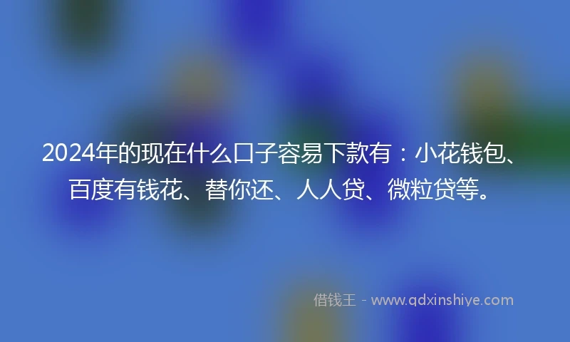 2024年的现在什么口子容易下款有：小花钱包、百度有钱花、替你还、人人贷、微粒贷等。