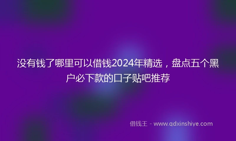 没有钱了哪里可以借钱2024年精选，盘点五个黑户必下款的口子贴吧推荐