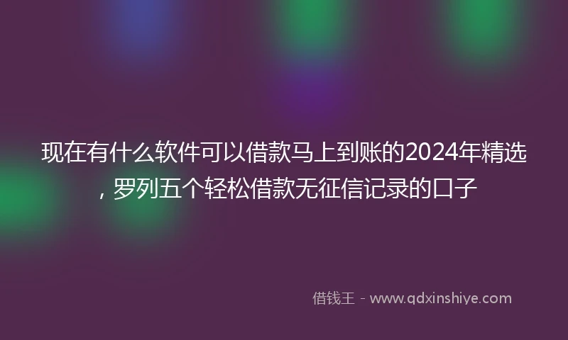 现在有什么软件可以借款马上到账的2024年精选，罗列五个轻松借款无征信记录的口子
