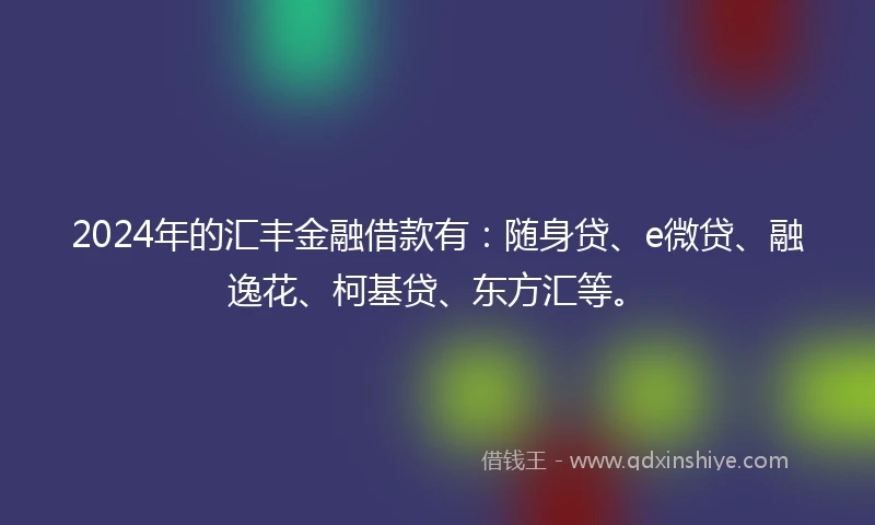 2024年的汇丰金融借款有：随身贷、e微贷、融逸花、柯基贷、东方汇等。