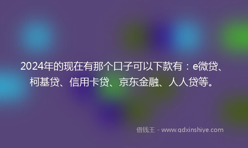 2024年的现在有那个口子可以下款有：e微贷、柯基贷、信用卡贷、京东金融、人人贷等。