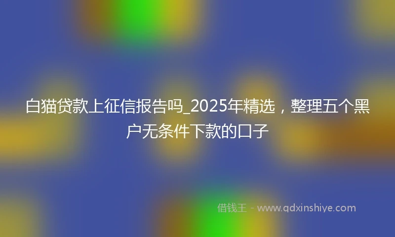 白猫贷款上征信报告吗_2025年精选，整理五个黑户无条件下款的口子