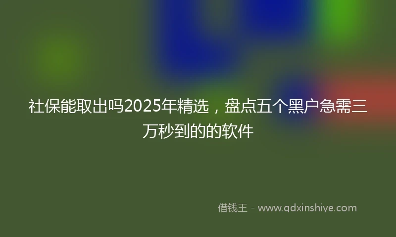 社保能取出吗2025年精选，盘点五个黑户急需三万秒到的的软件